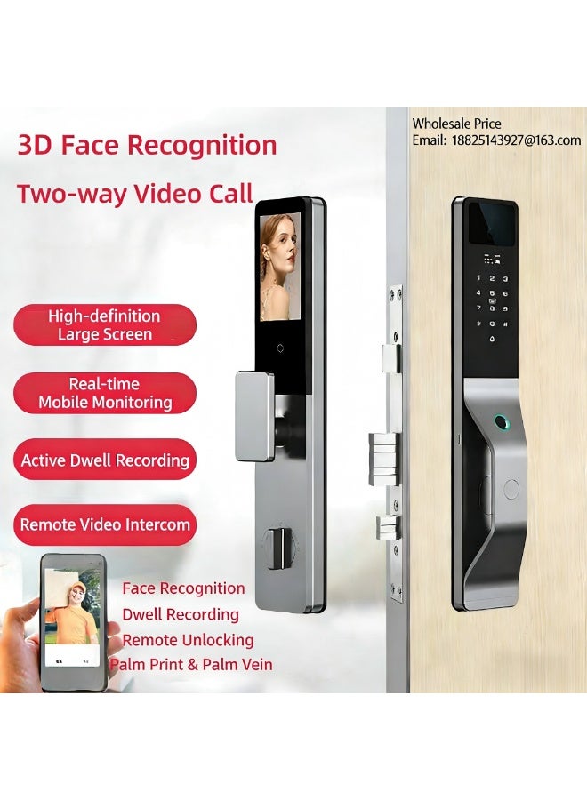 قفل الباب الذكي التلقائي بالكامل الوريد النخيل 3D التعرف على الوجه قفل إلكتروني قفل بصمة المنزلية قفل الباب الذكي - Image 2