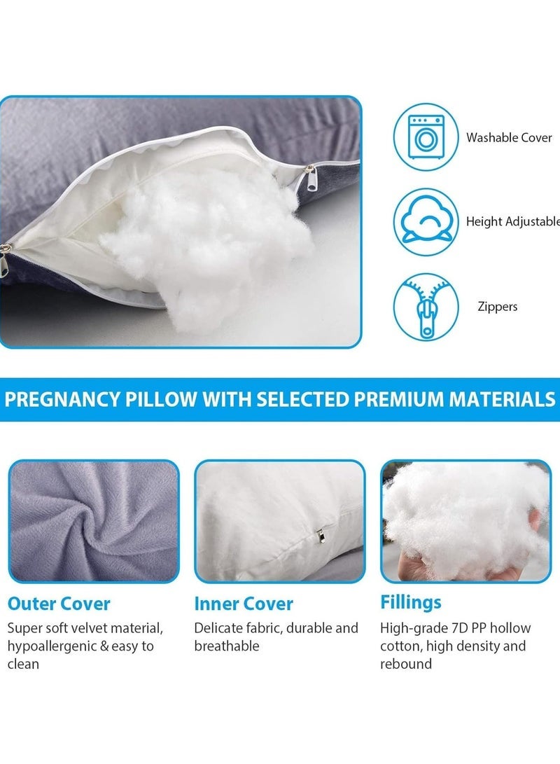 F.A.M.S G Shape Velvet Pregnancy Pillow - Luxurious Maternity Support Pillow for Comfort and Back Relief - Image 4