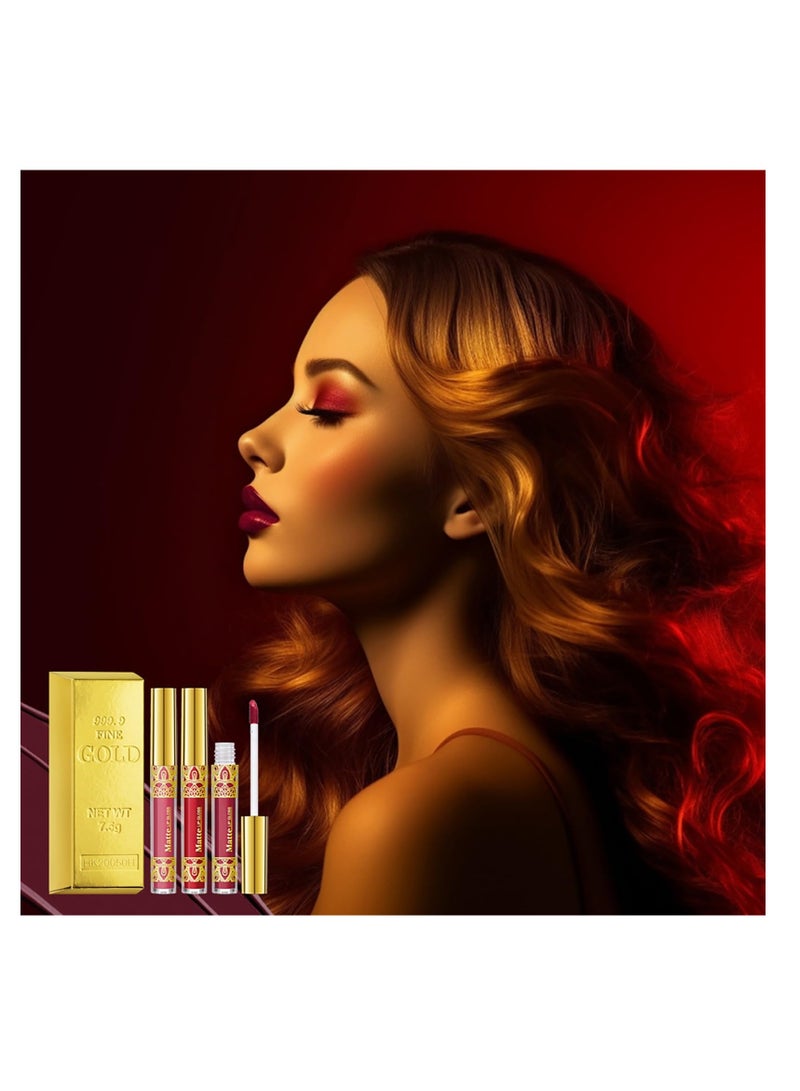 SYOSI 3Pcs Matte Lipstick, 3 Colors Velvet Nude High Pigment Not Fade Smooth Long-Lasting Wear Non-Stick Cup Waterproof Matte Lip Gloss for Lip Makeup for Women and Teenage Girls - Image 4