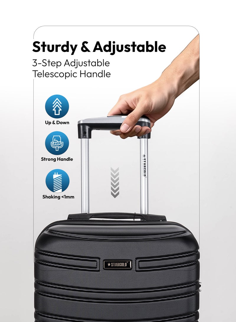 Stargold Hardside Spinner 4 Wheels Luggage Trolley With Number Lock Black - Image 2