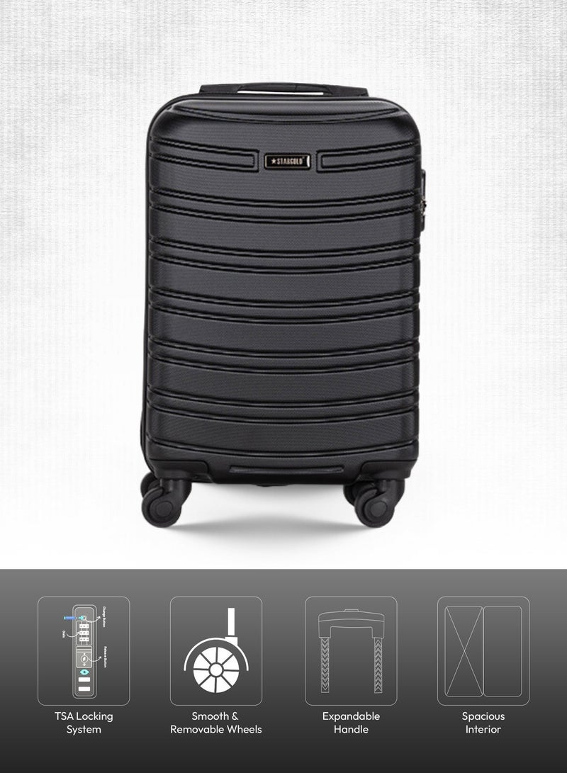 ستارجولد حقيبة سفر بأربع عجلات دوارة وجوانب صلبة مع قفل أرقام أسود - Image 3