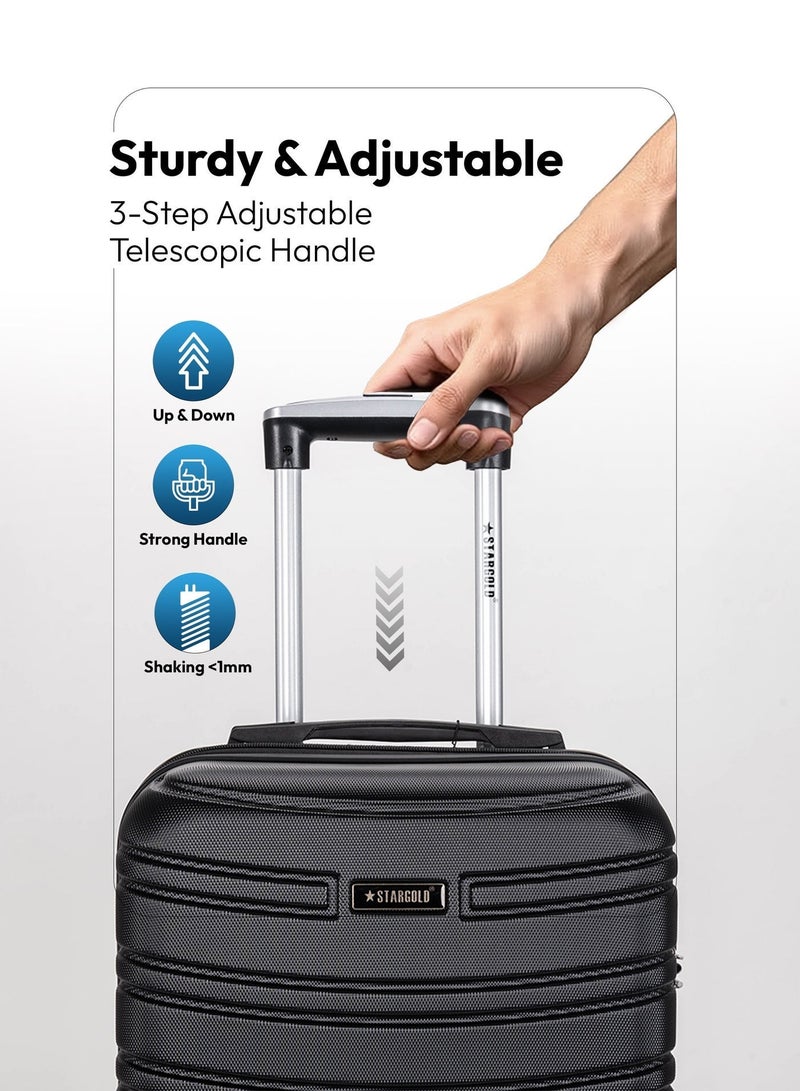 ستارجولد حقيبة سفر بأربع عجلات دوارة وجوانب صلبة مع قفل أرقام أسود - Image 5