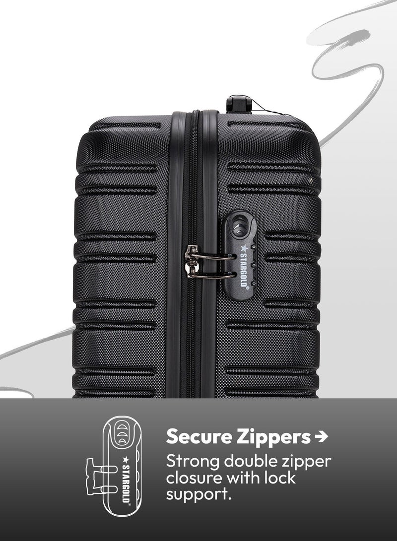 ستارجولد حقيبة سفر بأربع عجلات دوارة وجوانب صلبة مع قفل أرقام أسود - Image 4