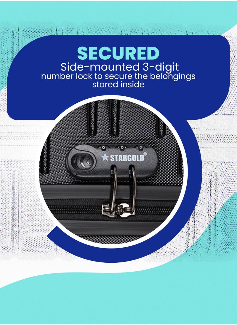 Stargold Hardside Spinner 4 Wheels Luggage Trolley With Number Lock Black  - Image 4