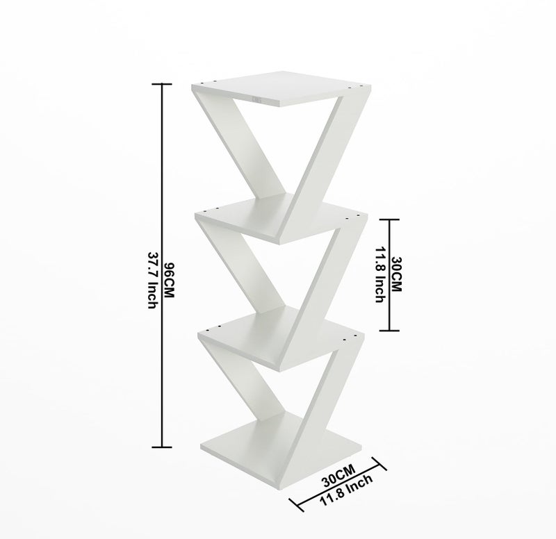 DAS CADLIC Free Standing Corner Shelf/Display Rack for Living Room Decoration- Frosty White Finish - Image 3