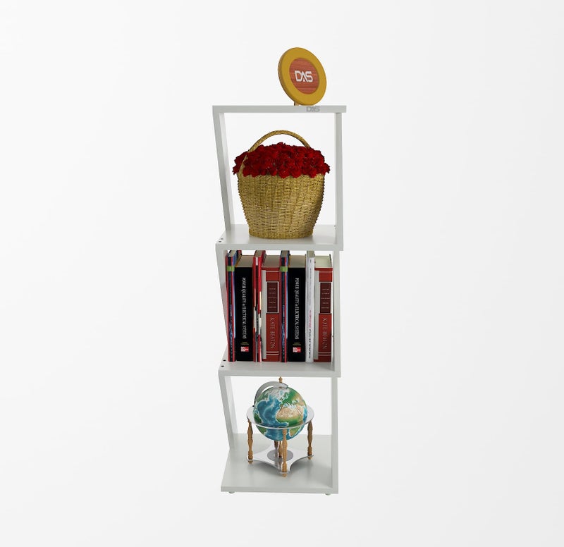 DAS CADLIC Free Standing Corner Shelf/Display Rack for Living Room Decoration- Frosty White Finish - Image 5