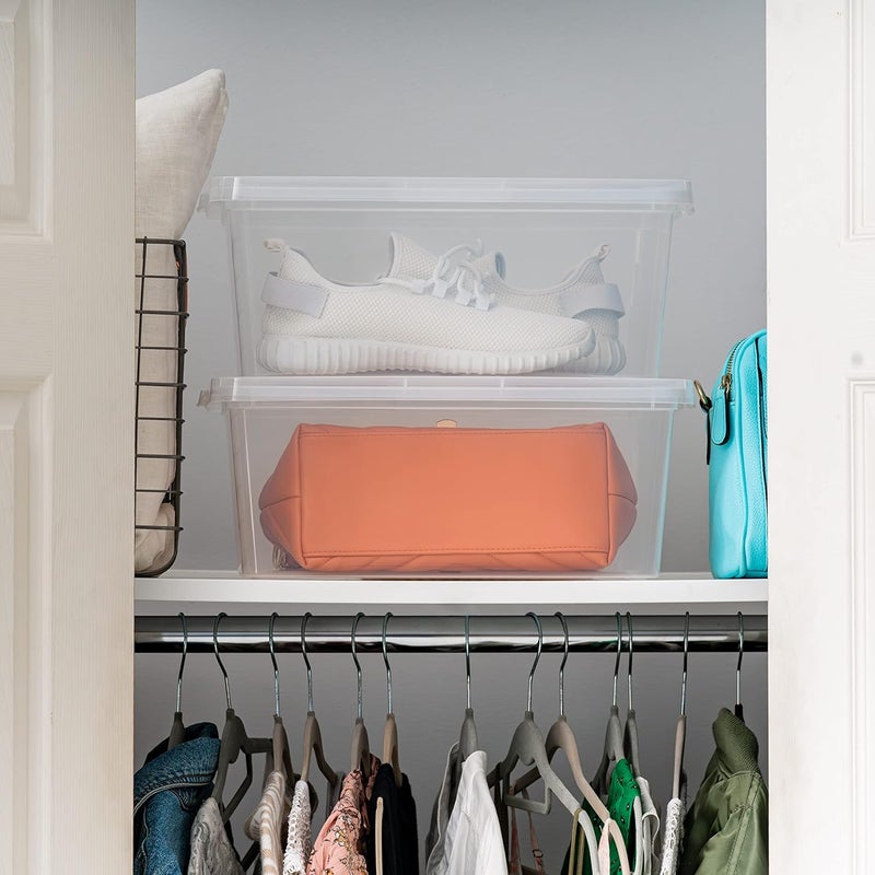 IrisUSA 12-Pack Storage Bins with Lids, 15 Quart, Shoe Boxes Clear Stackable Containers Organize Shoes Closet Shelves, Organization Teacher Tools, Game Storage - BPA-Free Plastic - Image 3