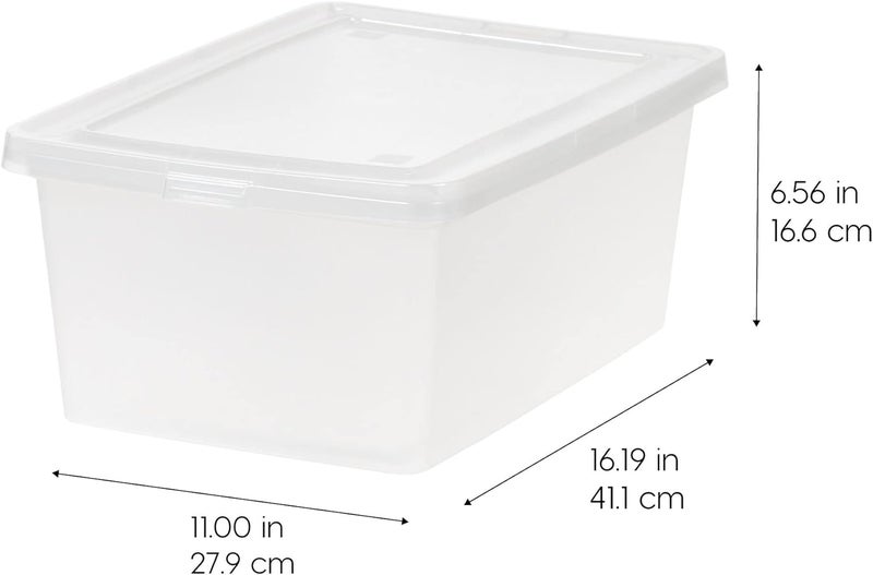 IrisUSA 12-Pack Storage Bins with Lids, 15 Quart, Shoe Boxes Clear Stackable Containers Organize Shoes Closet Shelves, Organization Teacher Tools, Game Storage - BPA-Free Plastic - Image 2