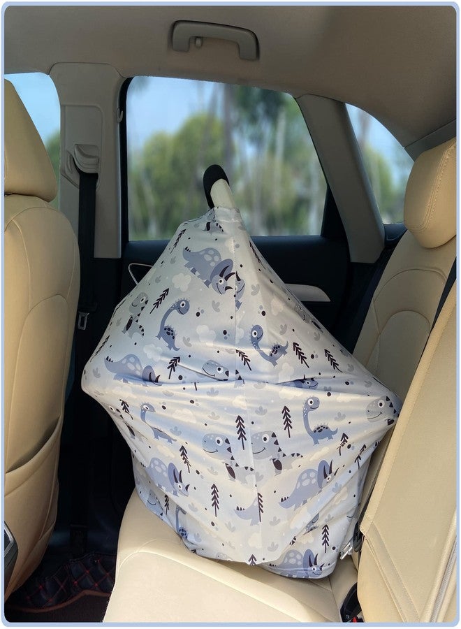 ByeBye Calorie Car Seat Covers for Babies - Multi- use Nursing Carseat Canopy, Breastfeeding Covers, Baby Shower Gifts for Boys and Girls (Grey Dinosaur) - Image 3