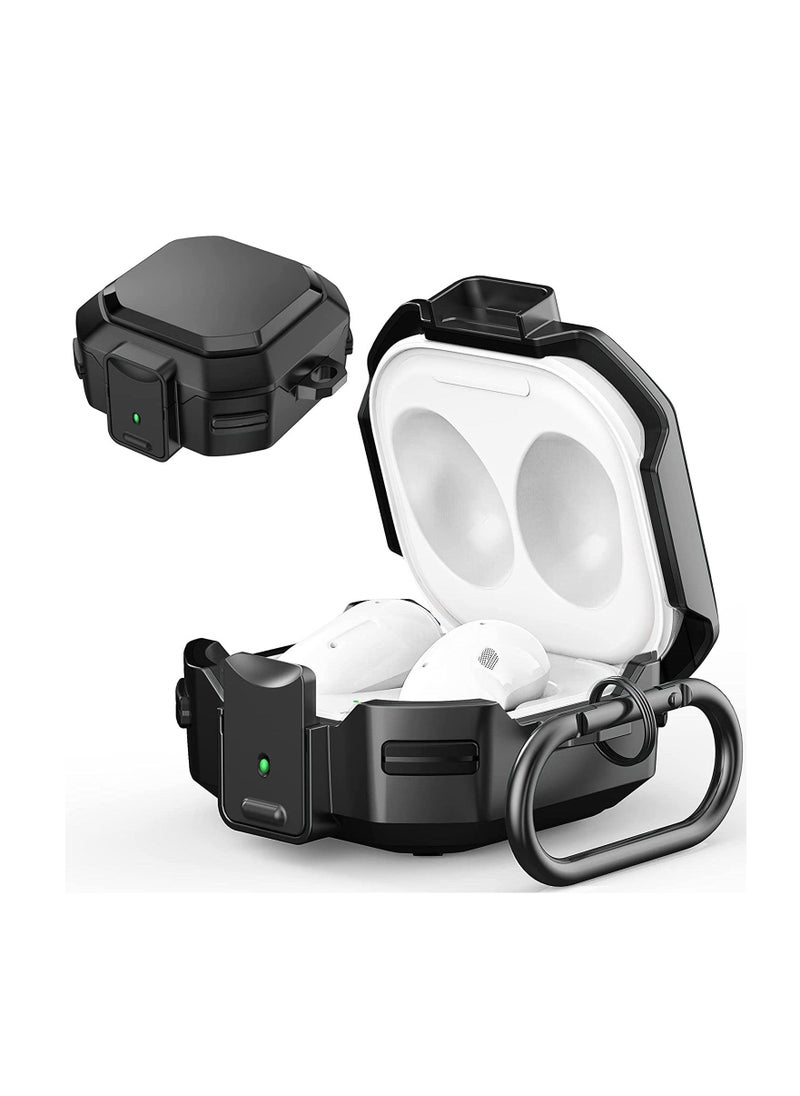 Generic - Case for Samsung Galaxy Buds Live/Buds Pro/Buds2 (2021)/Buds2 Pro (2022) Heavy Duty TPU Protective Case Cover Front Button To Open Shock-Proof Anti-Drop Case with Carabiner (Black) - Image 1