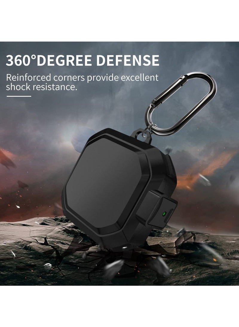 Generic - Case for Samsung Galaxy Buds Live/Buds Pro/Buds2 (2021)/Buds2 Pro (2022) Heavy Duty TPU Protective Case Cover Front Button To Open Shock-Proof Anti-Drop Case with Carabiner (Black) - Image 1