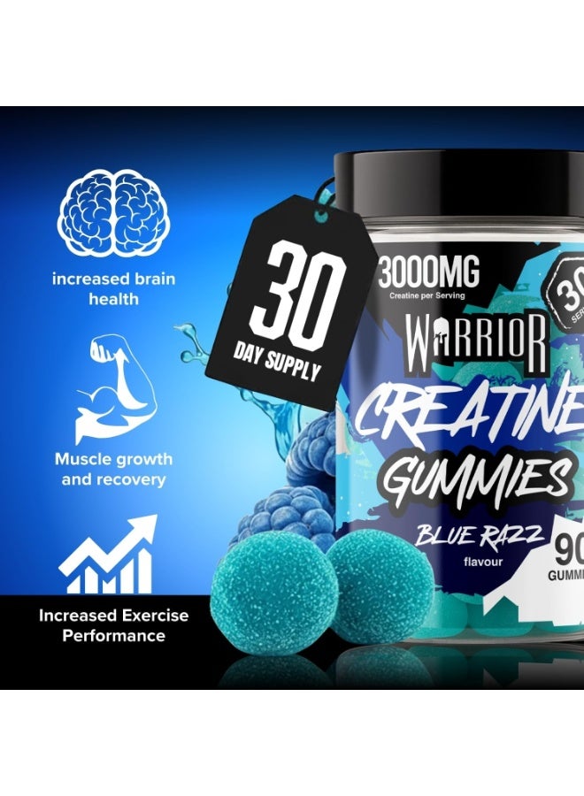 Warrior Creatine Monohydrate Gummies Blue Raspberry - 90 Gummies - Image 4