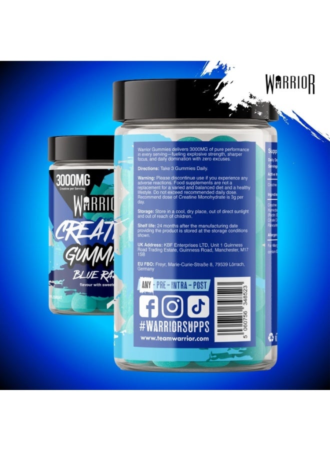 Warrior Creatine Monohydrate Gummies Blue Raspberry - 90 Gummies - Image 2