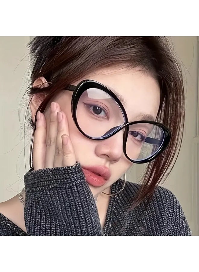 سينت هاوس نظارات نسائية بتصميم عين القطة وبألوان متباينة وعصرية، أنيقة وحديثة، ضرورية للحصول على مظهر طبيعي، مع حماية (تشمل علبة نظارات)، نظارات حجب الضوء الأزرق، نظارات واقية للعين. - Image 3