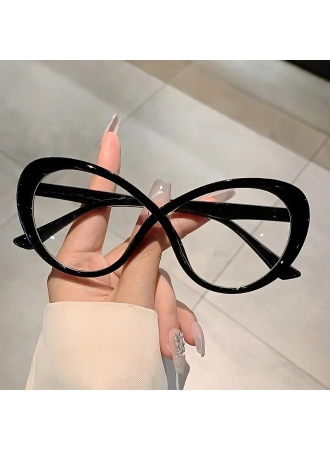 سينت هاوس نظارات نسائية بتصميم عين القطة وبألوان متباينة وعصرية، أنيقة وحديثة، ضرورية للحصول على مظهر طبيعي، مع حماية (تشمل علبة نظارات)، نظارات حجب الضوء الأزرق، نظارات واقية للعين. - Image 4