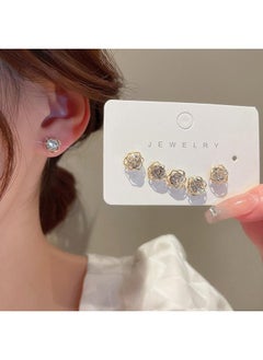 Silver Needle Love Flower Butterfly Earrings Fresh Sweet Girl Heart Ear Stud Set Fashion Simple Design Sense Earrings