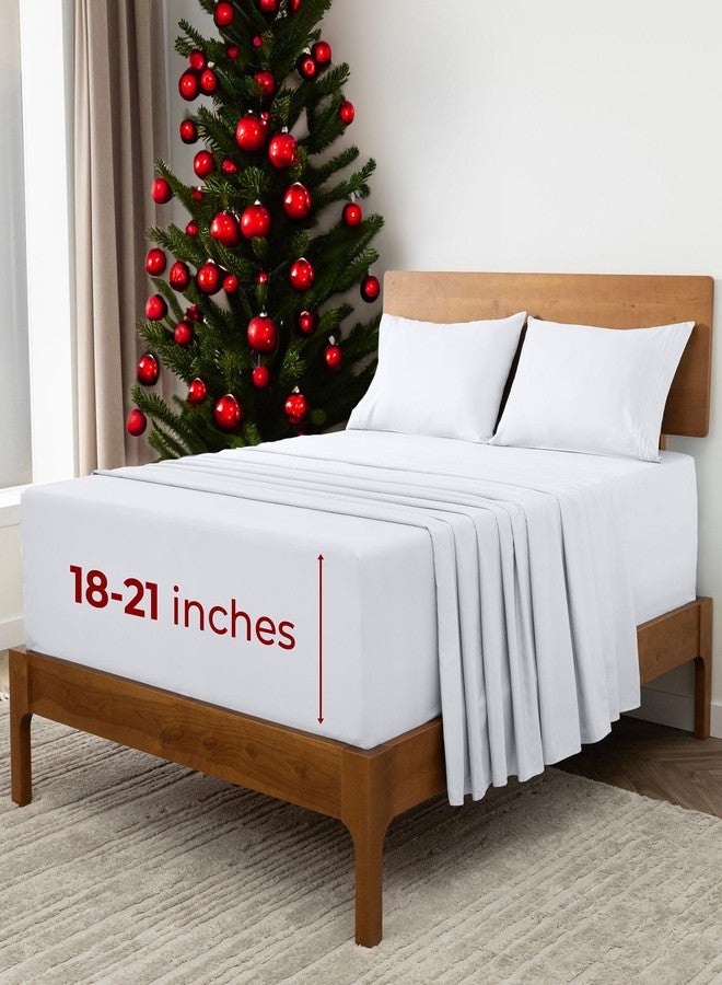 Mellanni Extra Deep Split King Sheets - 5 PC Iconic Collection Bedding - Hotel Luxury, Ultra Soft, Cooling Bed Sheets - Wrinkle, Fade, Stain Resistant (Split King, White) - Image 1