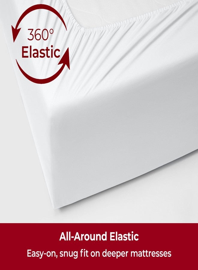 Mellanni Extra Deep Split King Sheets - 5 PC Iconic Collection Bedding - Hotel Luxury, Ultra Soft, Cooling Bed Sheets - Wrinkle, Fade, Stain Resistant (Split King, White) - Image 5