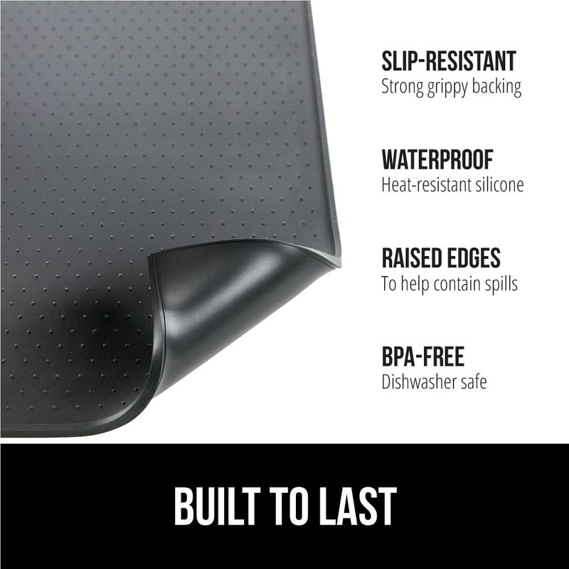 GORILLA GRIP Silicone Coffee Mat, Espresso Machine Bar Accessories, Keep Kitchen Counters Clean, Stays in Place, Waterproof and Heat Resistant Dish Drying Mats, Home Decor Essentials, 10x14, Black - Image 2