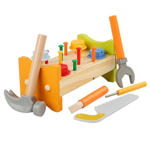 RITHVI STORE - Wooden Tool Kit for Kids | Pretend Play Construction Toy Set | STEM Educational Mechanic Toy for Boys & Girls Ages 3-8 | Montessori Toy (Nut Table) - Image 1