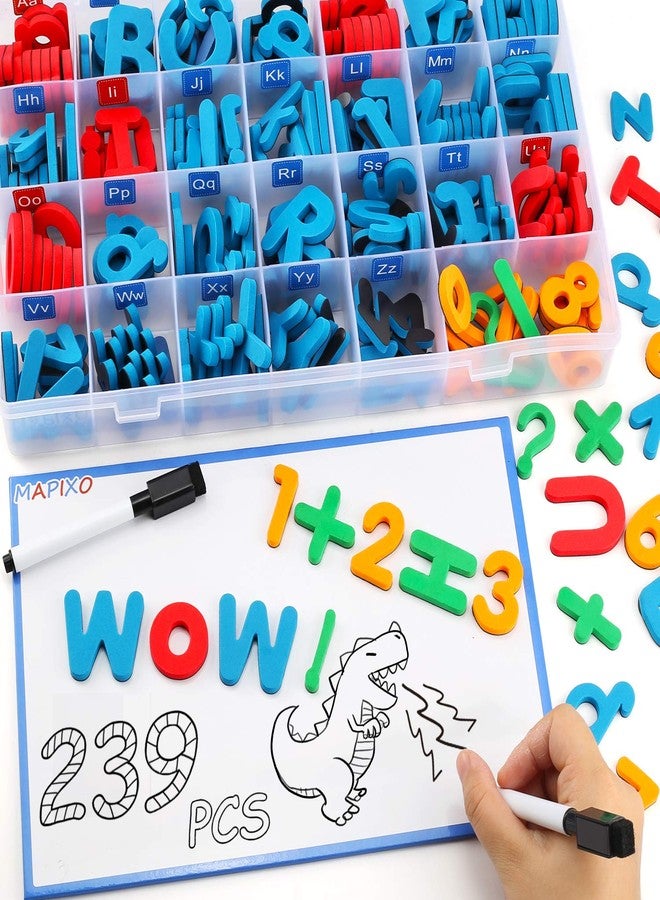 MAPIXO 235 Pcs Magnetic Letter Number with Magnet Board, 2 Erasable Magnetic Pen and Storage Box, Foam ABC Alphabet Gift for Refrigerator Fridge, Classroom Toy for Toddler Kid Child Spelling & Learning Game - Image 1