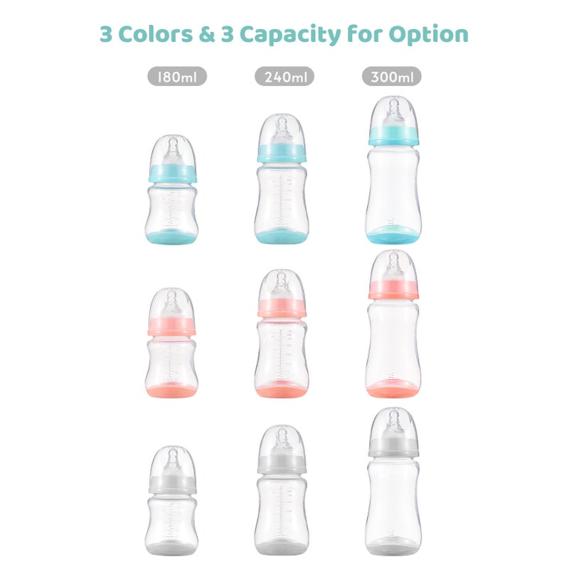 Baby Bottles with Silicone Nipple & Storage Cover Breastfeeding Bottles for Baby Food Grade PP Milk Storage Bottles 180ml Capacity Baby Feeding Bottles Baby Essentials, Orange & Pack of 8 - Image 5