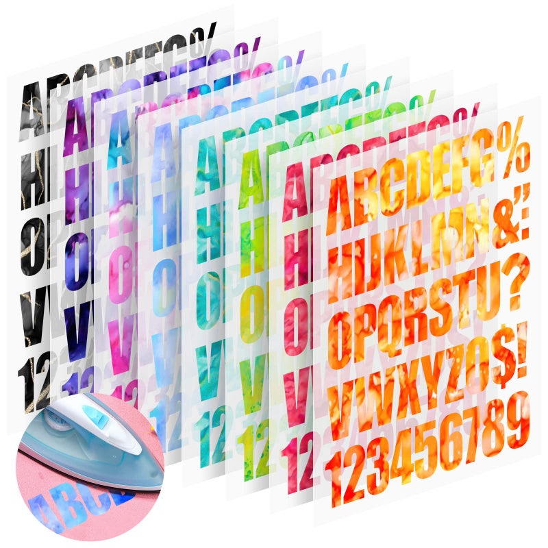 Cysincos Iron on Letters for Clothing Heat Transfer T Shirts Sticker Vinyl Letter Patches Iron on Decals Clothing Hat Pillow Backpack DIY Craft Supplies (Tie Dye) - Image 1