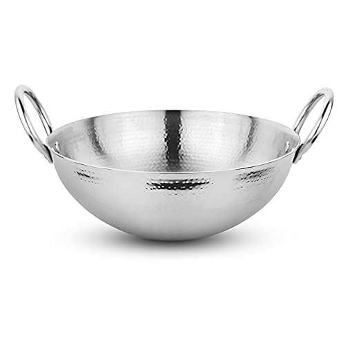 Ameraempire Ameraempire Stainless Steel Hammered Finish Mini Kadhai 05L and 145cm Diameter  - Image 1