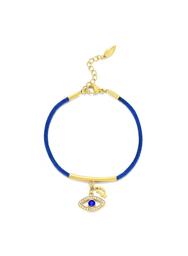 POLICE Eye Gold Plated with Blue String Ladies Bracelet, Eye Charms 170+35MMPEJLB0003104