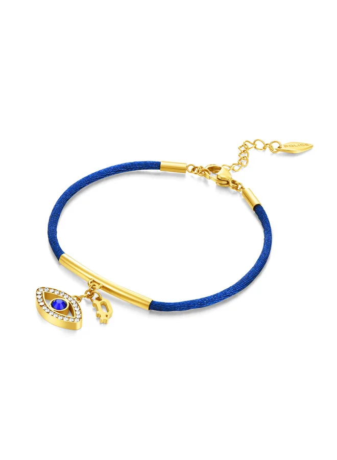 POLICE Eye Gold Plated with Blue String Ladies Bracelet, Eye Charms 170+35MMPEJLB0003104