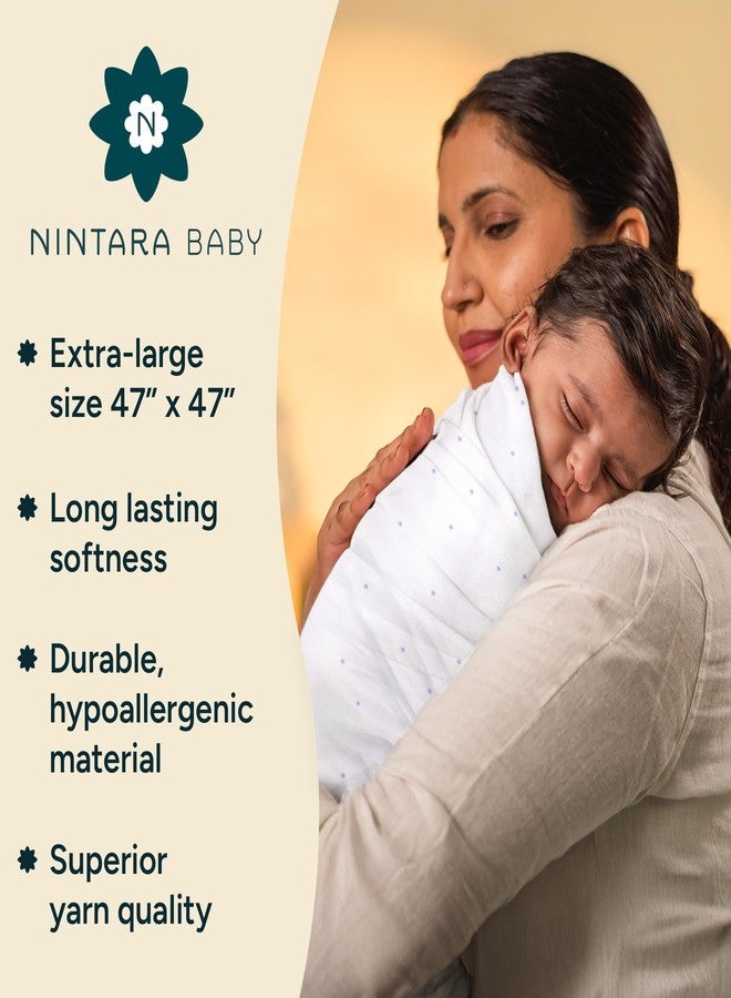 NINTARABABY Extra-Large Swaddle - 100% Organic Premium Muslin Cotton, 47" x 47" (119 cm x 119 cm), Ultra-Soft, Breathable & Lightweight, Multipurpose, Unisex, Hypoallergenic, Gift for Newborn Babies - Image 3