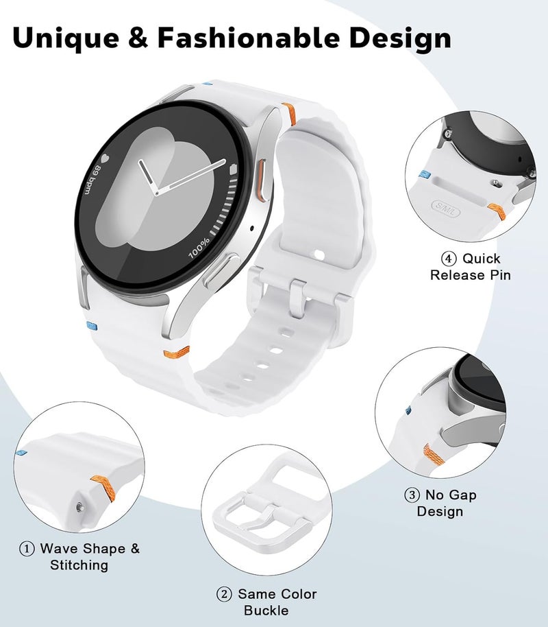 MoKo Sport Band Compatible with Samsung Galaxy Watch 7 FE 6 5 4 Band 40mm 44mm/Watch 6 4 Classic Band 43mm 47mm 42mm 46mm/Watch 5 Pro Band 45mm, No Gap Soft Silicone Bands for Women Men - Image 3