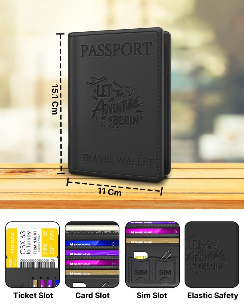 FEDUS Faux Leather Premium Passport Holder for Men and Women Passport Cover Case Wallet with Credit/Debit Card, RFID Protected Travel Document Accessories Organiser - Image 2