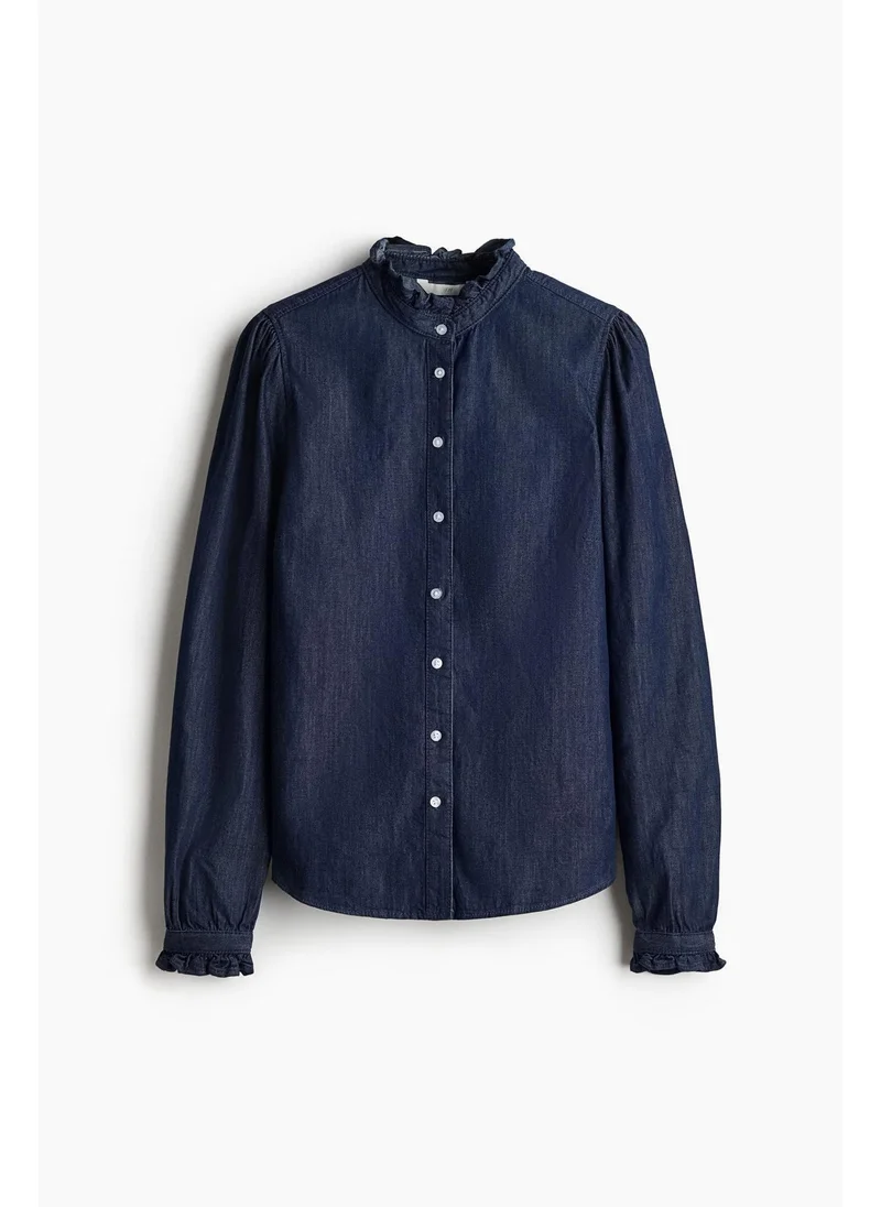 اتش اند ام Frill-trimmed denim blouse