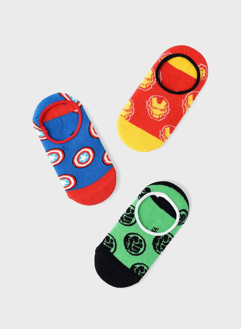 MARVEL Kids 3 Pack Avengers No Show Socks - Image 1
