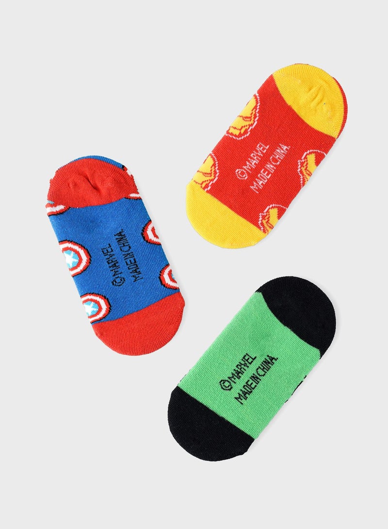 MARVEL Kids 3 Pack Avengers No Show Socks - Image 2