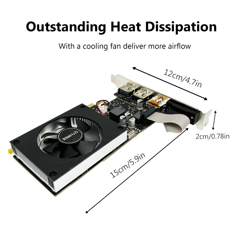 QTHREE GeForce GT 730 4GB Graphics Card,2X HDMI, DP,VGA,DDR3,64 Bit,Low Profile Video Card for PC,Computer GPU,PCI Express X8,SFF,DirectX 12,Support Winows 11 - Image 3