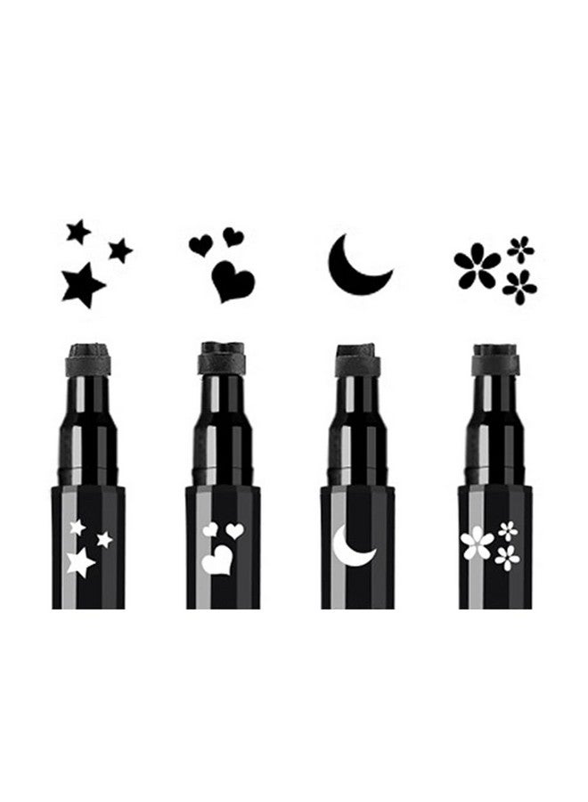 Linble Shape Stamp Eyeliner Set, 4 Pcs Black Felt Eyeliners And 4 Shape Stamps, Dual Ended 2In1 Eye Makeup Pen - Image 1