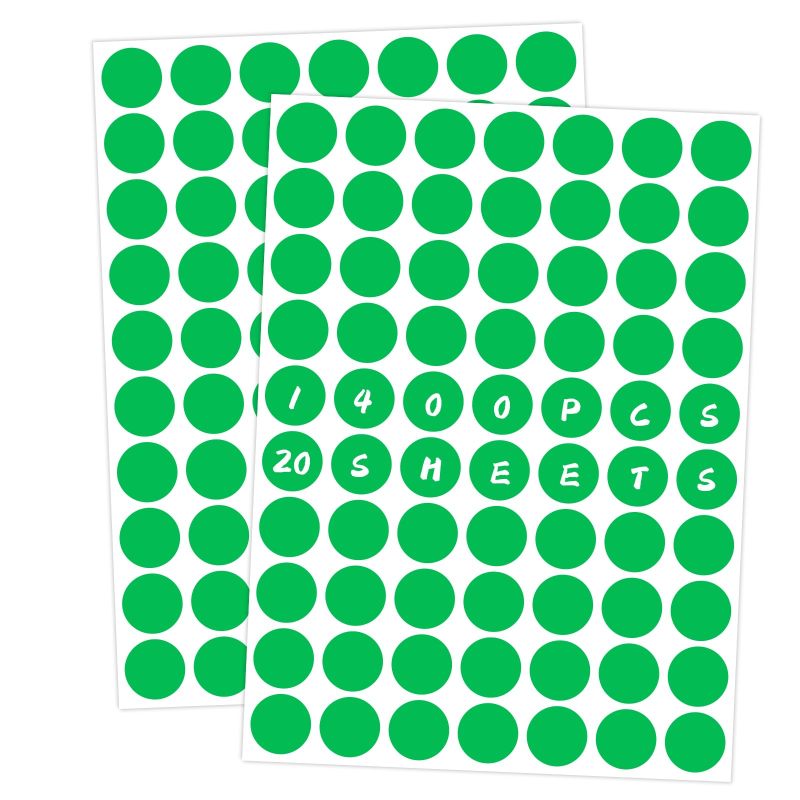 Green Circular Stickers 19mm - Color Coding Labels for Office Organization Supplies - Image 3