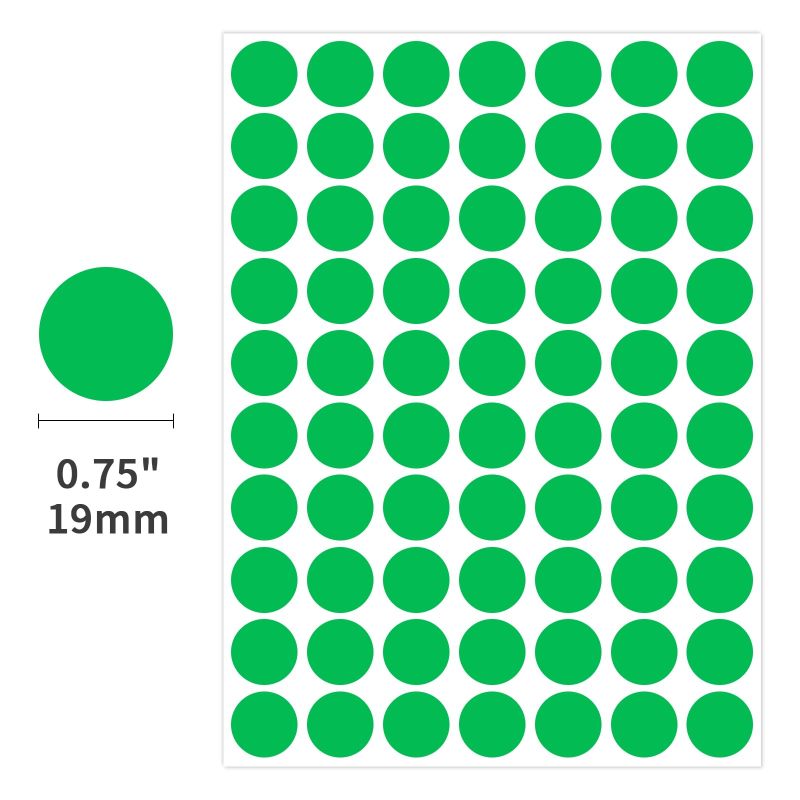 Green Circular Stickers 19mm - Color Coding Labels for Office Organization Supplies - Image 2
