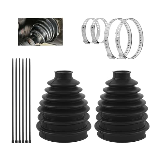 VKQTS 2PCS Upgrade Larger CV Boot Repair Kit,Rubber Anti-Dust CVs Axle Boots Repair Kit with CVs Boot Clamp & Cable Ties,Universal Tie Rod Boots for Most Cars Trucks SUVs - Image 1