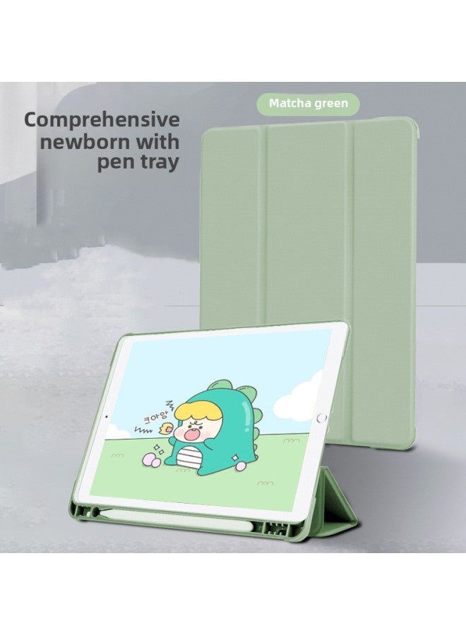 For Ipad Pro11 Protective Case Air5/4 All-inclusive With Pen Slot 12.9 Silicone Soft Case 10.2 Anti-drop Leather Case-Color:Matcha Green 【TPU Soft Shell With Pen Slot】】-Applicable Model:Ipad10 Generation 10.9 (2022)