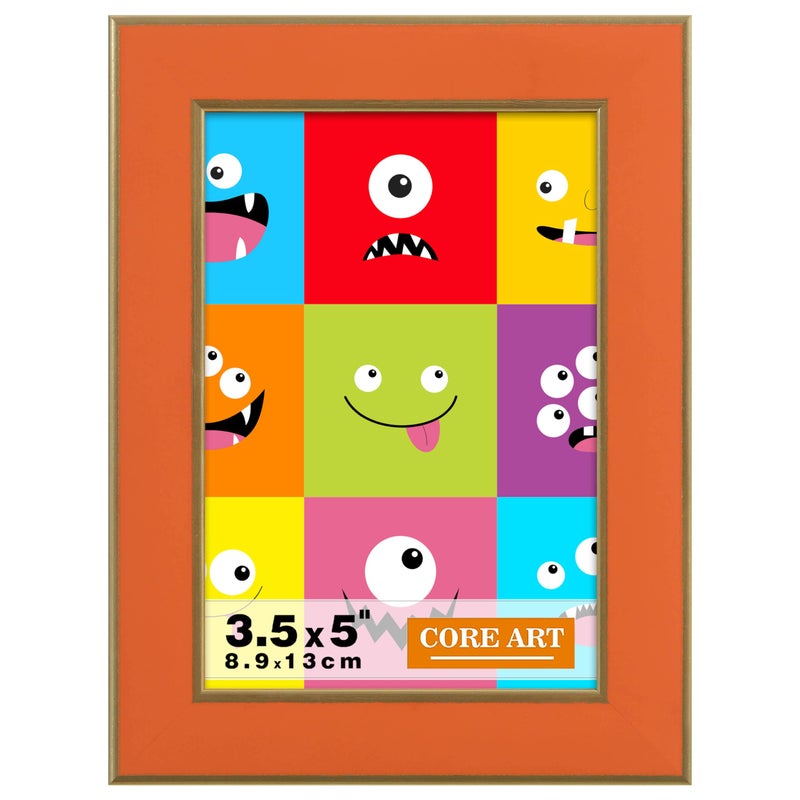 CORE ART 3.5x5 Picture Frame Orange Photo Frame  3.5 by 5 Colorful Frame with HD Plexiglass  Wall or Tabletop Display - Image 1
