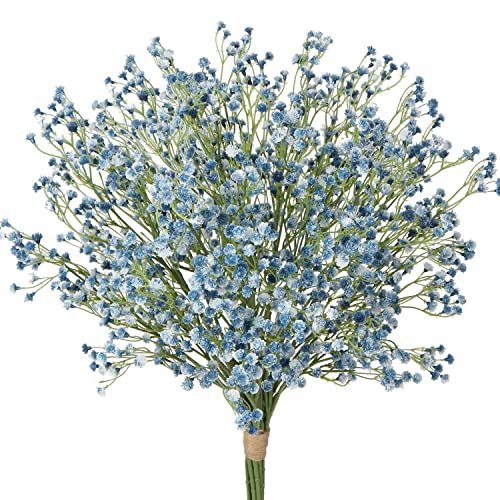 DILATATA 10 Pcs Baby's Breath Artificial Flowers Bulk 3 Branches Faux Baby Breath Plastic Flowers Fake Gypsophila Flower Arrangement for Crafts Fake Flowers Bouquet for Wedding Home Decor Blue Baby Breath - Image 1