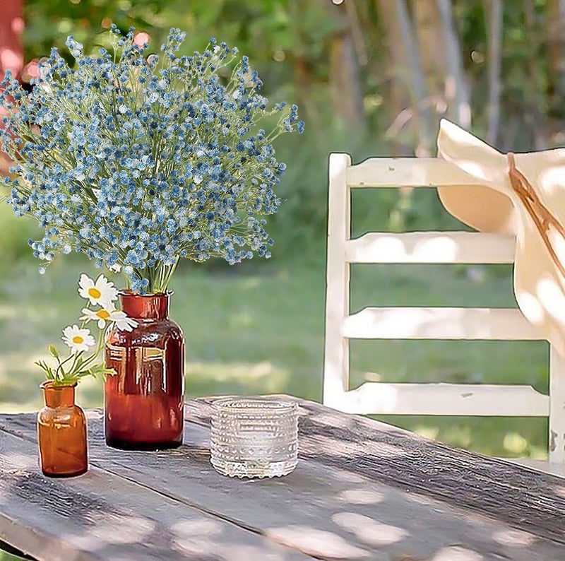 DILATATA 10 Pcs Baby's Breath Artificial Flowers Bulk 3 Branches Faux Baby Breath Plastic Flowers Fake Gypsophila Flower Arrangement for Crafts Fake Flowers Bouquet for Wedding Home Decor Blue Baby Breath - Image 4