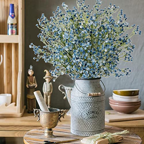 DILATATA 10 Pcs Baby's Breath Artificial Flowers Bulk 3 Branches Faux Baby Breath Plastic Flowers Fake Gypsophila Flower Arrangement for Crafts Fake Flowers Bouquet for Wedding Home Decor Blue Baby Breath - Image 3
