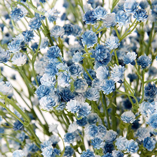 DILATATA 10 Pcs Baby's Breath Artificial Flowers Bulk 3 Branches Faux Baby Breath Plastic Flowers Fake Gypsophila Flower Arrangement for Crafts Fake Flowers Bouquet for Wedding Home Decor Blue Baby Breath - Image 2