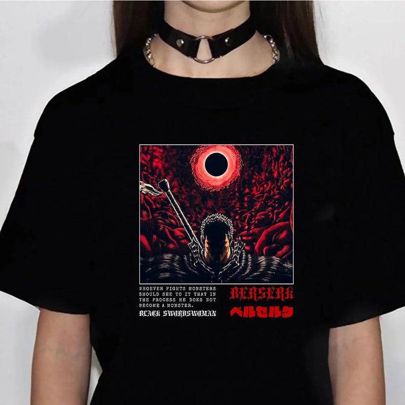 2024 BERSERK Anime Cotton Tee Summer 9 in black.