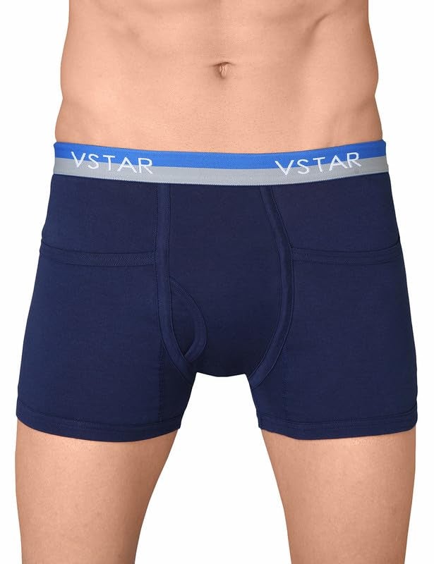 VSTAR Arrow Neo Regular Fit Cotton Trunk for Men with Double Layered Contoured Pouch & Both Side Pockets Navy Blue - Image 4