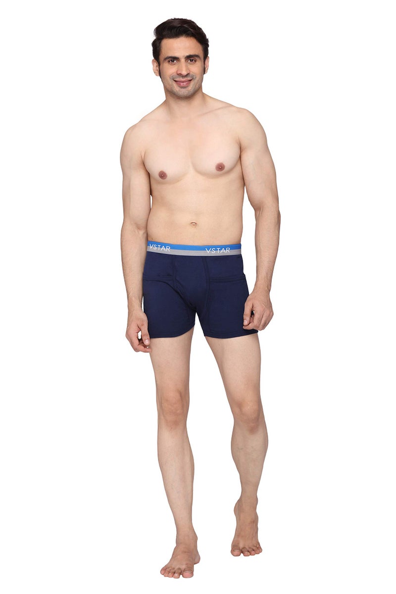 VSTAR Arrow Neo Regular Fit Cotton Trunk for Men with Double Layered Contoured Pouch & Both Side Pockets Navy Blue - Image 5